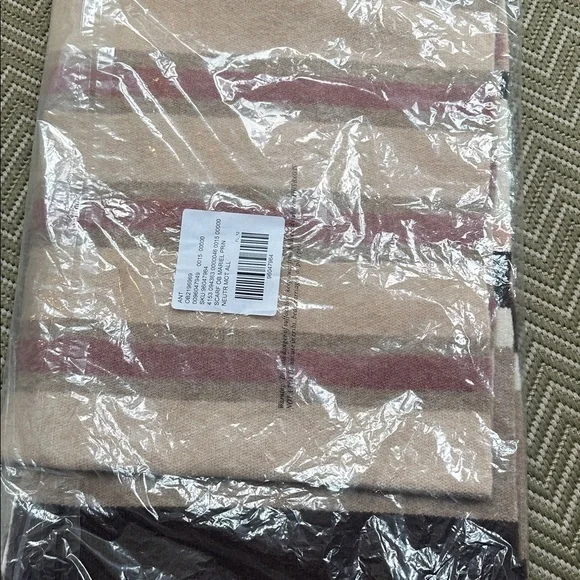 Anthropologie NWT Mariel Scarf Winter Cozy Soft Neutral Striped Pattern